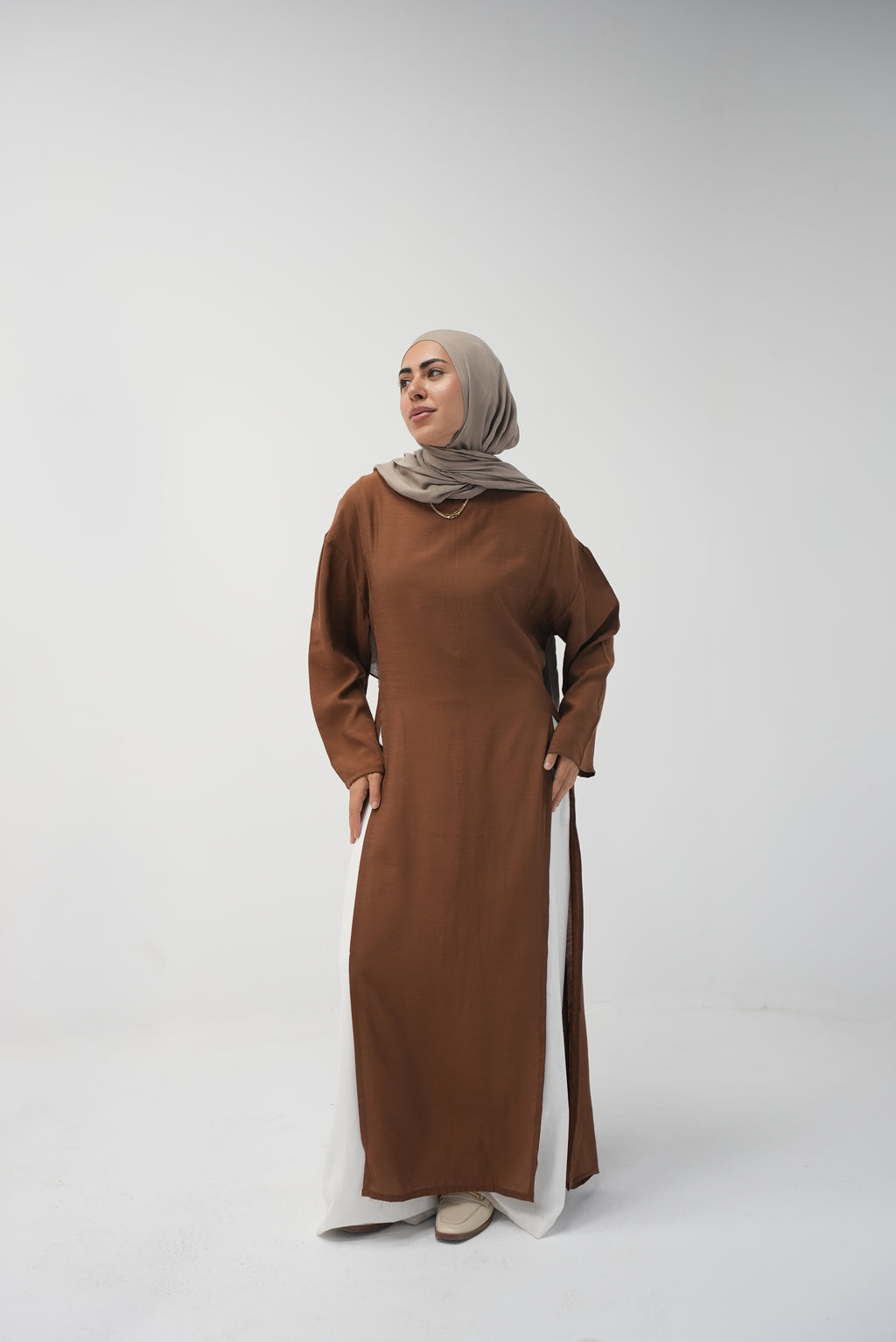 luna slits dress (BROWN)