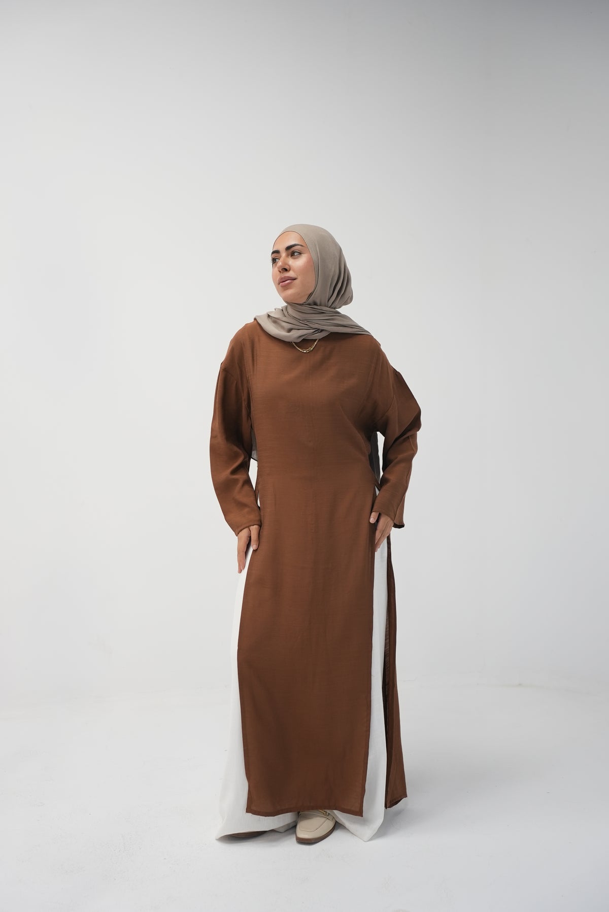luna slits dress (BROWN)