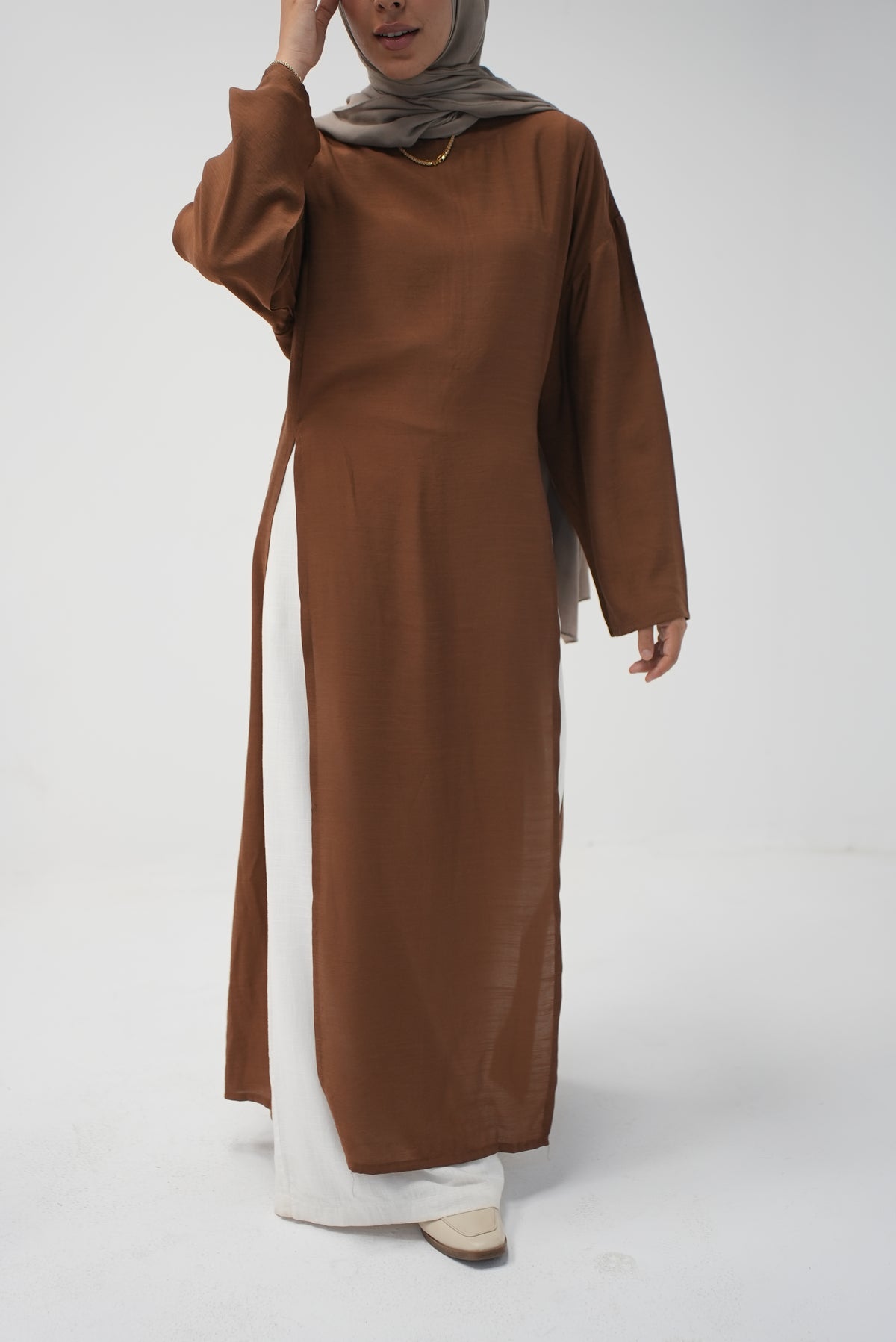 luna slits dress (BROWN)