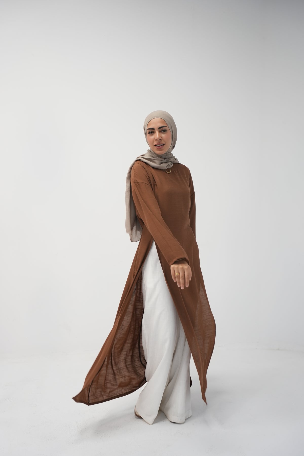 luna slits dress (BROWN)