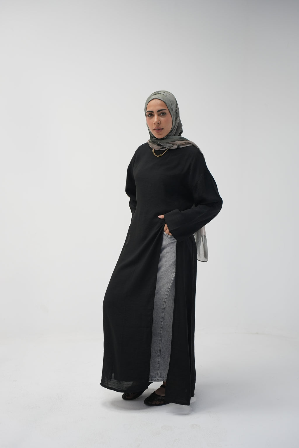 luna slits dress (black)